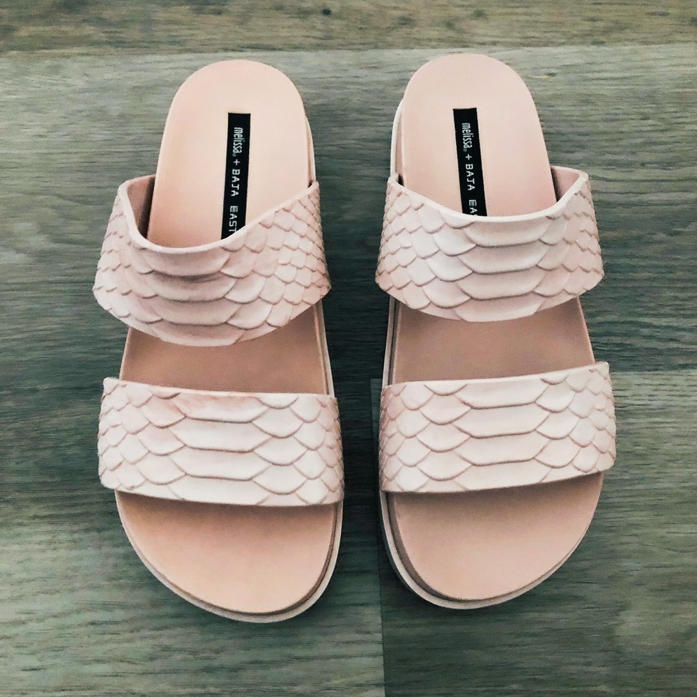NEW Melissa + Baja East Pink Python Sandals 38